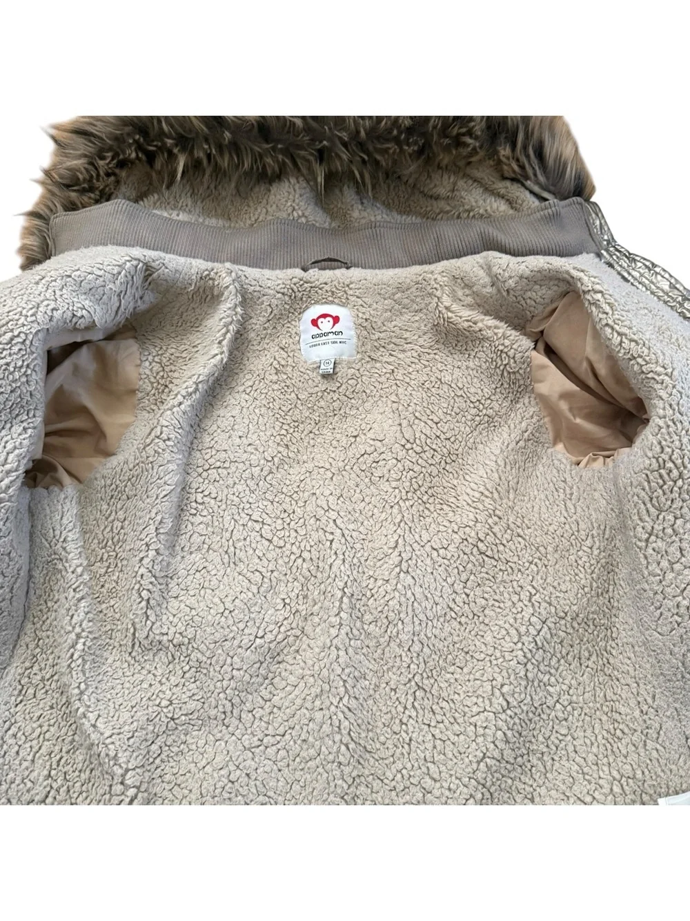 Appaman Sloan Puffer Jacket Girls 14 Quilted Metallic Gold Faux Fur Sherpa Coat